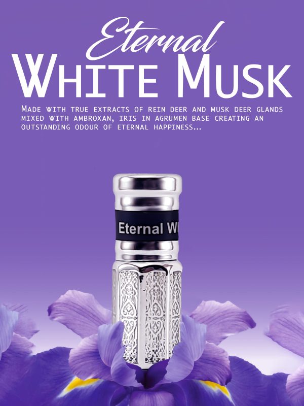 A bottle of White Musk Attar, a fragrant and alluring scent.