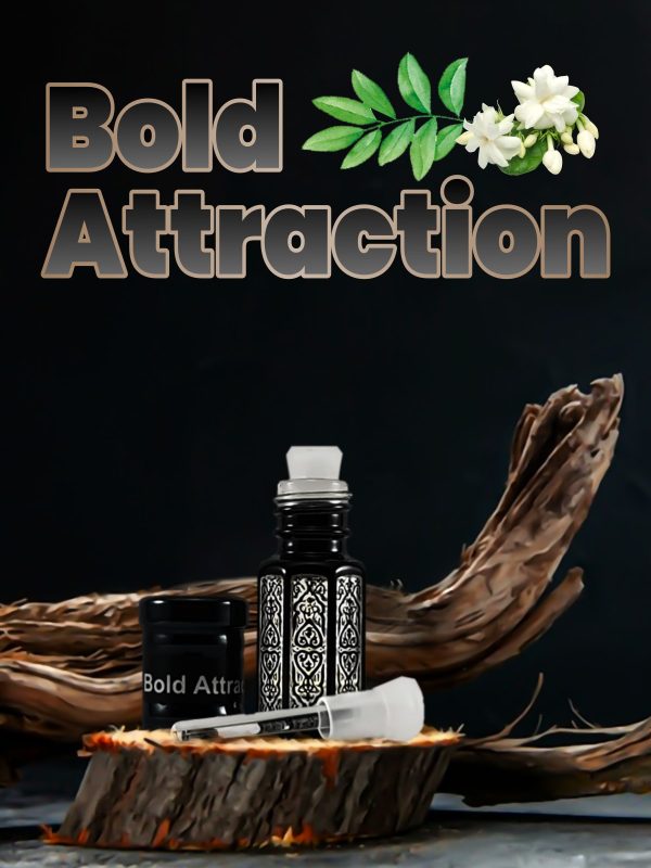 A striking bottle of Bold Attraction Attar-Perfume, a fragrance that exudes confidence and allure.
