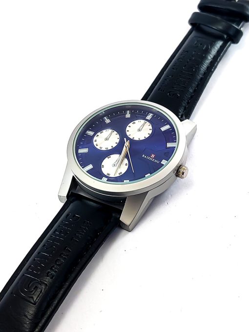Baisheng Watch, Blue Dial Watch, Leather Strap Watch