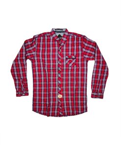 Kids Slim Fit Full Sleeve Red Check Casual Shirt