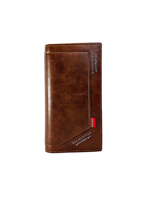 Slim long wallet for men with card holder, crafted from premium leather, designed for stylish functionality.