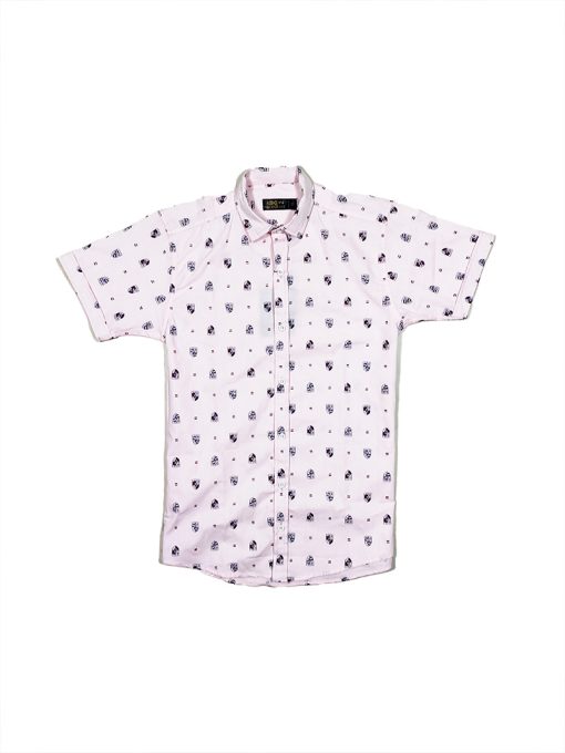A Men's Light Pink Self-Printed Casual Shirt for versatile style.