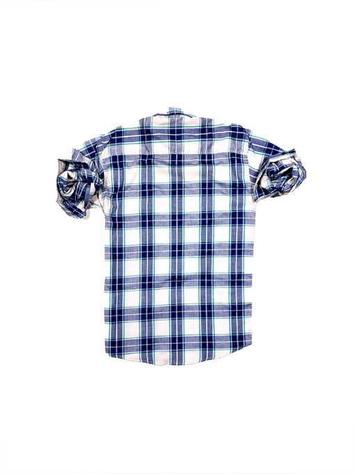 A fashionable Men's Blue Skin Check Full Sleeve Shirt with Front 2 Pockets.