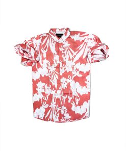 A stylish Men's Pink White Printed Full Sleeve Shirt.