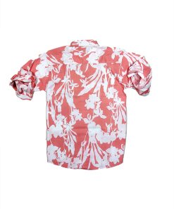 A stylish Men's Pink White Printed Full Sleeve Shirt.
