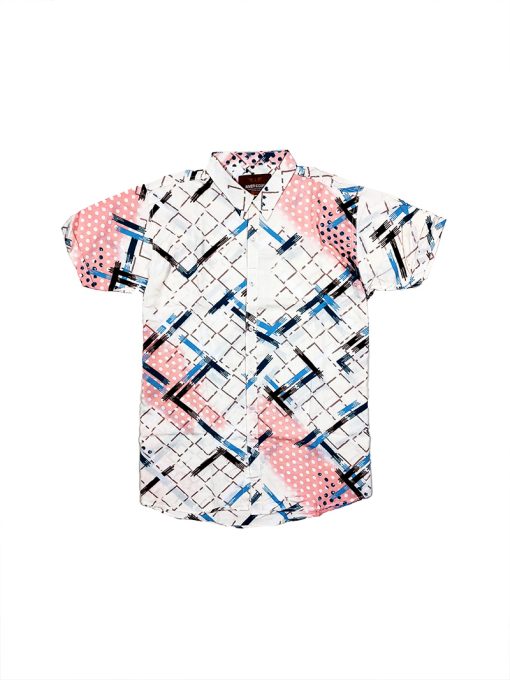 A stylish Slim Fit Half Sleeve Men Casual Shirt with Multi Printed design