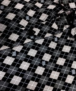Black Square Retro Pattern Men's Casual Shirt