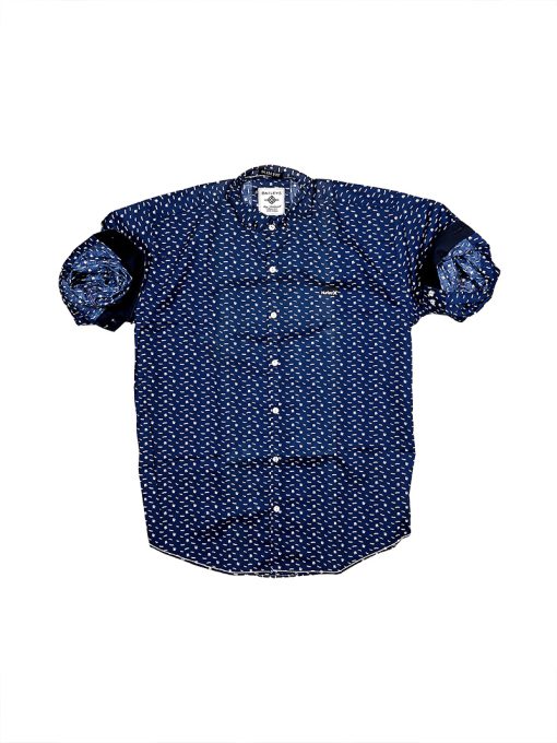 A stylish Men Casual Shirt Bailey Blue White Printed.