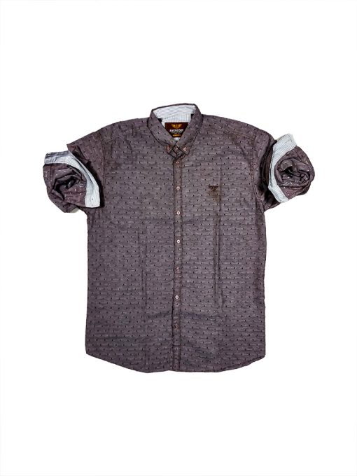 Stylish Men's Slim Fit Brown Printed Shirt with Full Sleeves