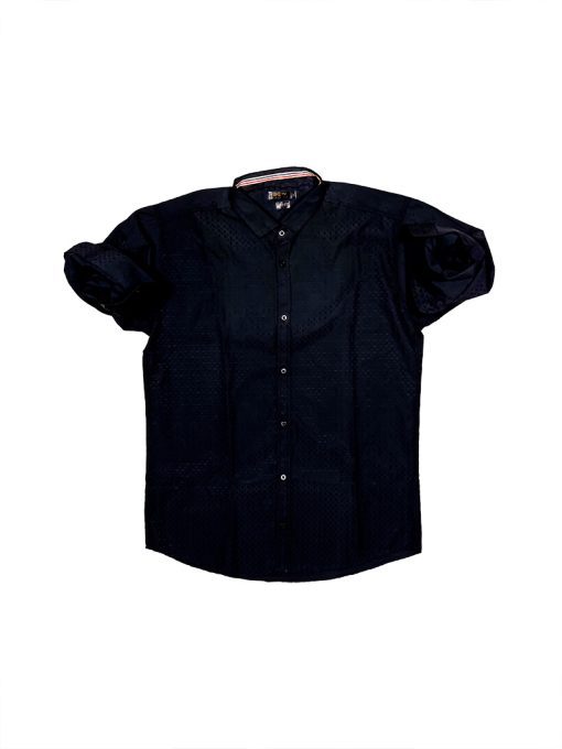 Slim Fit Black Texture Men's Casual Shirt in Dobby Fabric