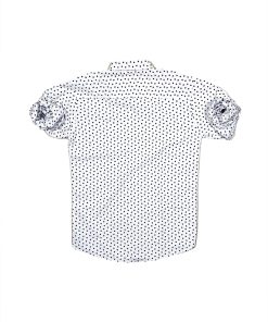Black Heart Print Men's Casual White Shirt