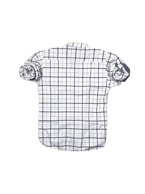 Casual Men's Shirt with White and Green Boxes
