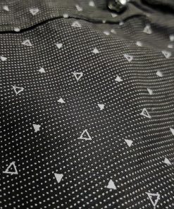 A close-up view of a Men's Slim Fit Casual Shirt in Black Triangle Self Print