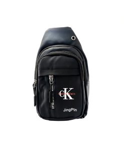 A versatile Casual Crossbody Chest Bag CK Travel Daypack in Black with 3 zippered pockets.