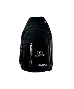 A versatile Casual Crossbody Chest Bag Travel Daypack in Black with 3 zippered pockets.
