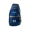 A versatile Casual Crossbody Black Chest Bag by Under Armour with Blue Accents and Multiple Zippered Pockets.