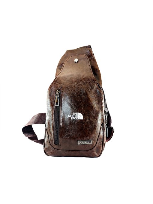 A stylish Men's Leather Sling Crossbody Bag by North Face.