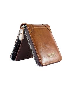 A compact Men's Square Zipper Small Wallet.