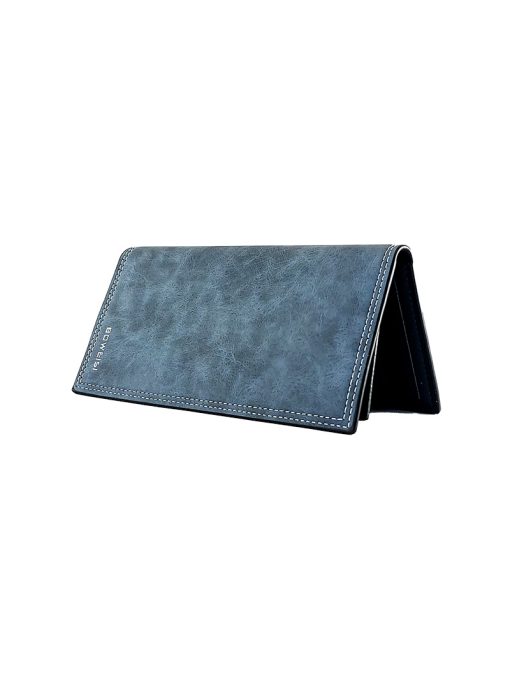 A sleek Slim Long Grey Leather Wallet with Mobile and Card Holder.