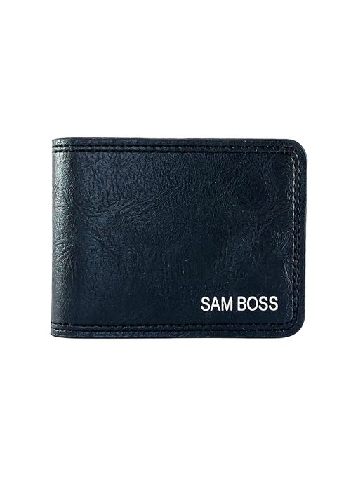A sleek Sam Boss Black Leather Bifold Wallet.