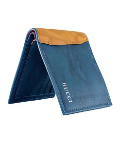A sophisticated Gucci Men Royal Blue Leather Wallet with Credit Card and ID Holder.
