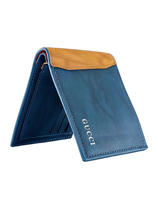 A sophisticated Gucci Men Royal Blue Leather Wallet with Credit Card and ID Holder.