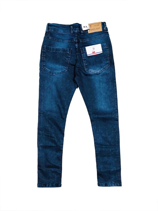 A pair of Men's Slim Fit Dark Blue Soft Denim Jeans, combining style and comfort seamlessly.