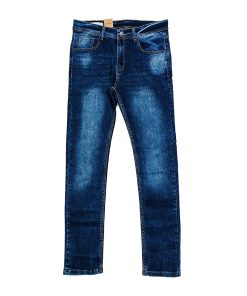 A pair of Men's Slim Fit Faded Stretchable Blue Jeans, combining style and comfort effortlessly.