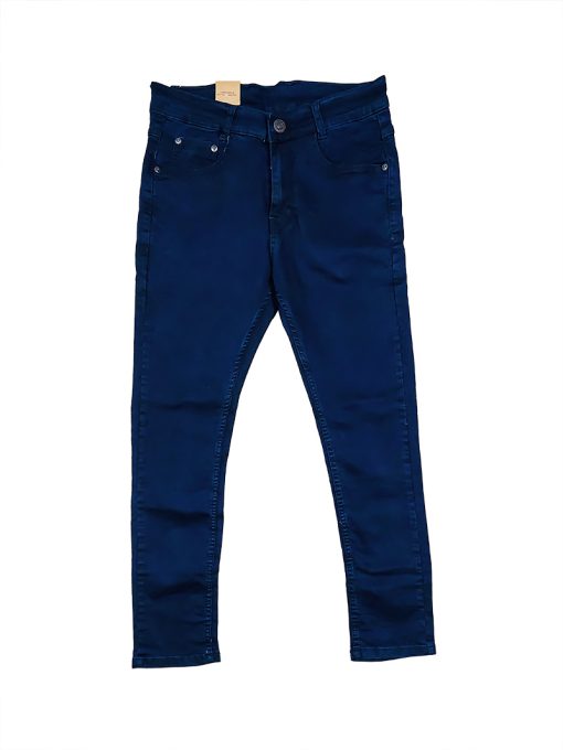 A pair of Men's Basic Dark Blue Slim Fit Stretchable Jeans, the epitome of versatile style and comfort.