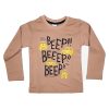 Kids Brown Tee Shirt with Beep Car Print